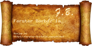 Ferster Borbála névjegykártya
